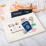 Personalized Colorful Travel Document Holder Cotton Zip Pouch with Name Anniversary Birthday Travel Gift for Her or Him Family or Friend