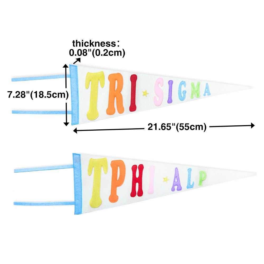 Personlig Sorority Rainbow Pennant Flag Colorful Felt Wall Banner Art Dorm Decor Bid Day Back to School Present till vän 6