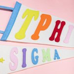 Personlig Sorority Rainbow Pennant Flag Colorful Felt Wall Banner Art Dorm Decor Bid Day Back to School Present till vän 3