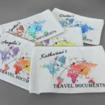 Personalized Colorful Travel Document Holder Cotton Zip Pouch with Name Anniversary Birthday Travel Gift for Her or Him Family or Friend
