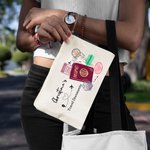 Personalized Colorful Travel Document Holder Cotton Zip Pouch with Name Anniversary Birthday Travel Gift for Her or Him Family or Friend
