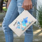 Personalized Colorful Travel Document Holder Cotton Zip Pouch with Name Anniversary Birthday Travel Gift for Her or Him Family or Friend