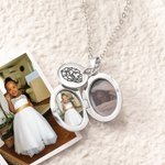 Collier Personnalisé Photo Fleur de Naissance Pendentif Ovale Cadeau d'Anniversaire Saint-Valentin pour Femme