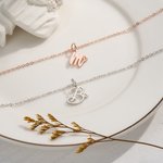 Personalized Handmade Initial Alphabet Necklace with Tiny Heart Charm for Girlfriend Bridesmaid Friends Jewellery Mother's Day Valentine's Day Gift
