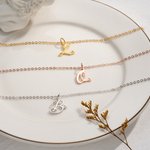 Personalized Handmade Initial Alphabet Necklace with Tiny Heart Charm for Girlfriend Bridesmaid Friends Jewellery Mother's Day Valentine's Day Gift