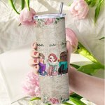 Personalised Besties Will Always Be Connected By Heart Straight Skinny Tumbler Birthday Gift for Sister Besties