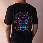 T-shirt ou Sweatshirt Personnalisé avec Nom à Motif Luisant de Crâne Calavera Cadeau Jour des Morts Mexique Halloween