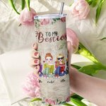 Personalized Vintage Rose Element Sister Love Forever Straight Skinny Tumbler Gift for Sister