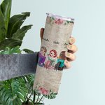 Personalised Besties Will Always Be Connected By Heart Straight Skinny Tumbler Birthday Gift for Sister Besties