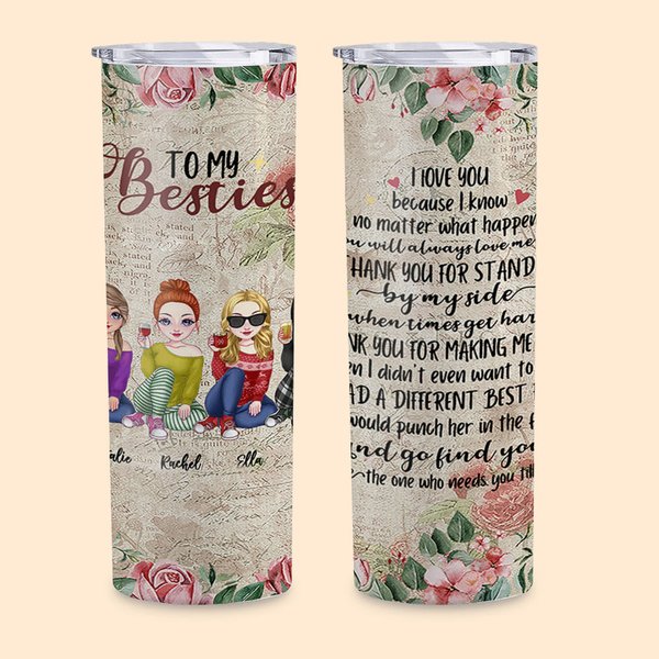 Spersonalizowany kubek dla siostry w stylu vintage z elementem róży Sister Love Forever Straight Skinny Tumbler