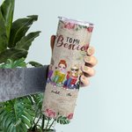 Personalized Vintage Rose Element Sister Love Forever Straight Skinny Tumbler Gift for Sister