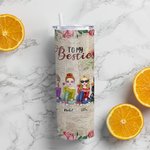 Personalized Vintage Rose Element Sister Love Forever Straight Skinny Tumbler Gift for Sister