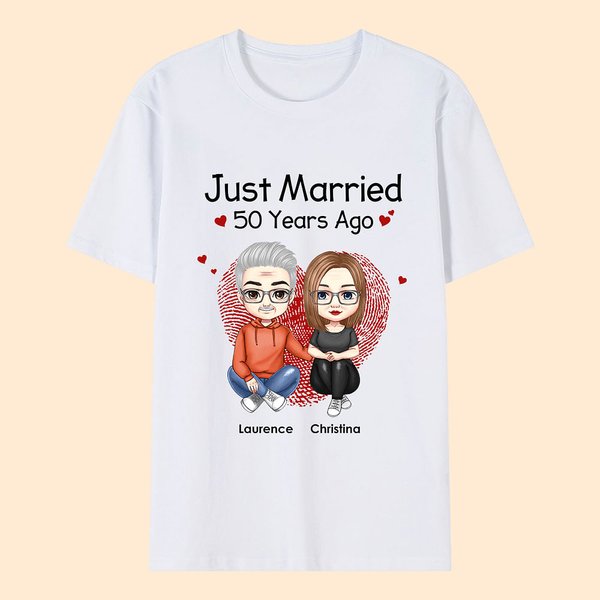 Personalised Just Married Many Years Ago T-shirt Valentine's Day Birthday Anniversary Gift for Couple Wife Girlfriend Husband