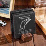 Personalised Racing Car Circuit Race Track Engraved Slate Coaster Set with Text Birthday Gift for Auto Enthusiasts or Motorsport Lovers