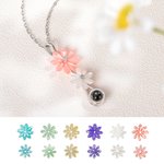 Personalised Brass Projection Necklace with Daisy Flowers Anniversary Gift Birthday Gift for Her