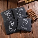 Personalised Racing Car Circuit Race Track Engraved Slate Coaster Set with Text Birthday Gift for Auto Enthusiasts or Motorsport Lovers