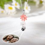 Personalised Brass Projection Necklace with Daisy Flowers Anniversary Gift Birthday Gift for Her