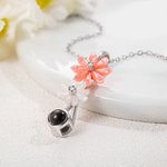 Personalised Brass Projection Necklace with Daisy Flowers Anniversary Gift Birthday Gift for Her