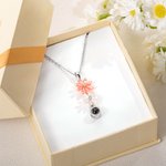 Personalised Brass Projection Necklace with Daisy Flowers Anniversary Gift Birthday Gift for Her