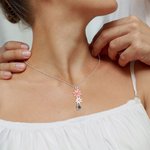 Personalised Brass Projection Necklace with Daisy Flowers Anniversary Gift Birthday Gift for Her