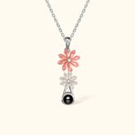Personalised Brass Projection Necklace with Daisy Flowers Anniversary Gift Birthday Gift for Her