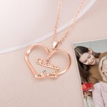 Personalised Engraved Baby Feet Heart Family Necklace with 1-8 Names and Birthstones Mother‘s Day Birthday for Mother Grandma