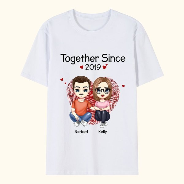 Personalized Together Since 2019 T-shirt Soft and Comfortable Valentine's Day Birthday Anniversary Gift for Couple Girlfriend Wife Husband