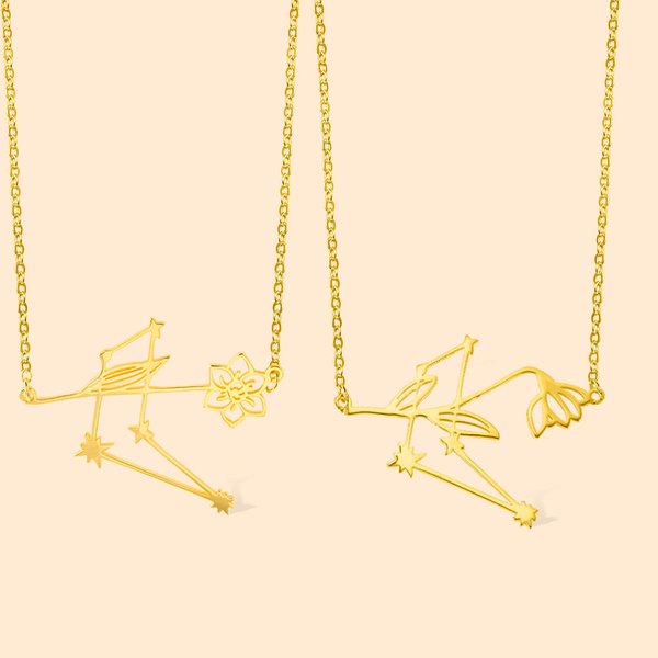 Personalizada Constelación del Zodiaco Nacimiento Flor Collar Navidad San Valentín Regalo para las mujeres