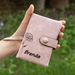 Personalisierte Dreifach PU-Leder Geldbörse mit Geburtsblume und Namen Karteninhaber Münze Portemonnaie Geburtstag Jahrestag Geschenk für Damen