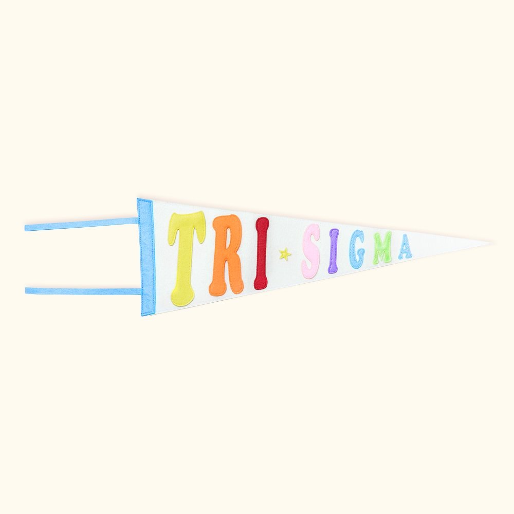 Personlig Sorority Rainbow Pennant Flag Colorful Felt Wall Banner Art Dorm Decor Bid Day Back to School Present till vän 1