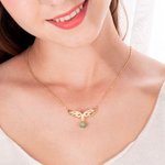 Personalised Glitter Sparkling Angel Wings Necklace with CZ Healing Crystal and Lucky Number for Women Spiritual Numerology Jewellery