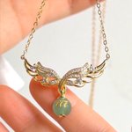 Personalised Glitter Sparkling Angel Wings Necklace with CZ Healing Crystal and Lucky Number for Women Spiritual Numerology Jewellery