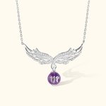 Personalised Glitter Sparkling Angel Wings Necklace with CZ Healing Crystal and Lucky Number for Women Spiritual Numerology Jewellery