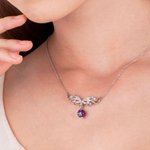 Personalised Glitter Sparkling Angel Wings Necklace with CZ Healing Crystal and Lucky Number for Women Spiritual Numerology Jewellery