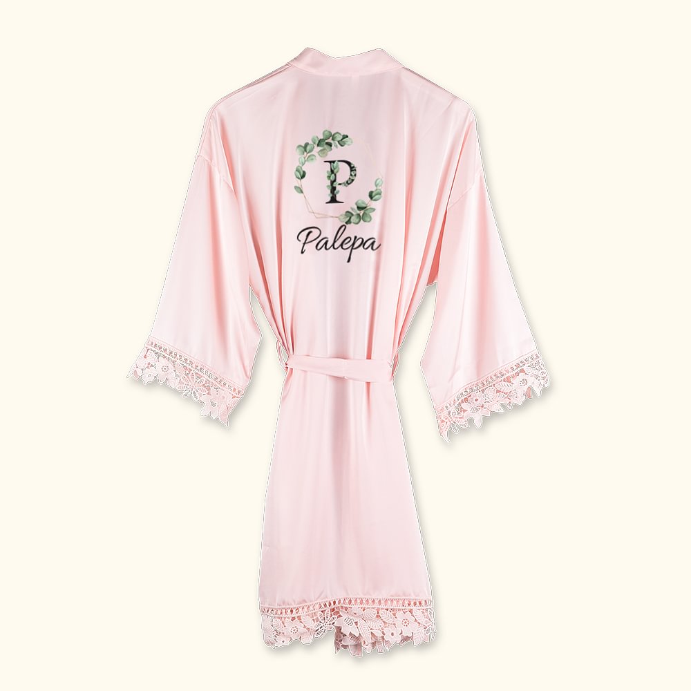 Personalisierte Brautjungfer Satin Robe mit Spitze-Trim Brautjungfer Morgenmantel für Bachelorette Brautparty Brautjungfer Hochzeit Geschenk