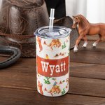 Personalized 12oz Spill Proof  Stainless Steel Western Cowboy Style Sippy Cup Gift for Toddler or Kid