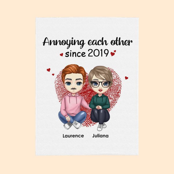 Personalisierte Annoying Each Other seit 2019 Decke weich und warm Geschenk für Paar Jahrestag Geburtstag Geschenk
