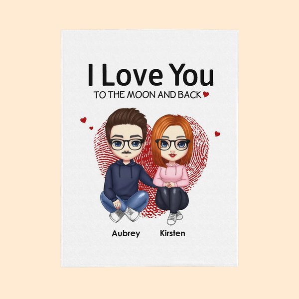 Personalised I Love You To The Moon And Back Skin Friendly Blanket for Couple Husband Wife Anniversary Valentine's Gift