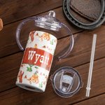 Personalized 12oz Spill Proof  Stainless Steel Western Cowboy Style Sippy Cup Gift for Toddler or Kid