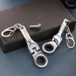 Personalized 10mm Ratchet Spanner Keychain Portable Key Ring with Engraving Flex Head Mini Hardware Tool Mechanic DIY Workshop Accessory