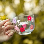 Tasses à Café en Verre Personnalisées avec Nom Décoration de Bureau Cadeau d'Anniversaire Noël pour Amie