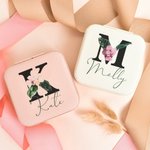 Gepersonaliseerde juwelendoos in Hawaï-stijl met naam en draagbare juwelendoos voor bruidsmeisjes