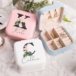 Gepersonaliseerde juwelendoos in Hawaï-stijl met naam en draagbare juwelendoos voor bruidsmeisjes