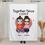 Personalized Together Since 2019 Blanket Best Romantic Anniversary Marriage Gift for Couple Mom Dad Parents