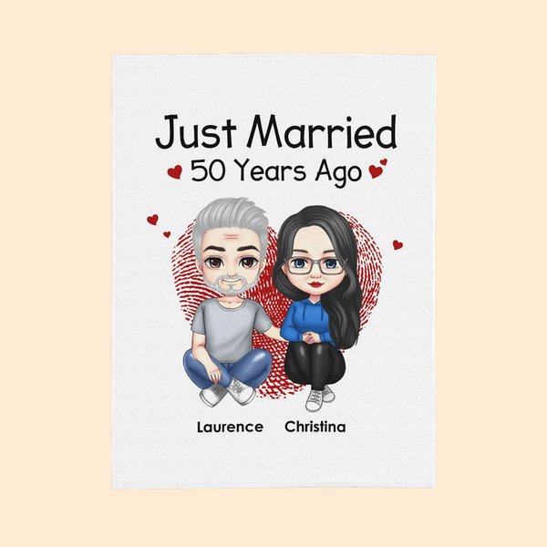 Coperta personalizzata appena sposati 50 anni fa Regali per coppia genitori amici regalo di matrimonio anniversario
