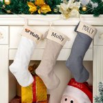 Bas de Noël avec Frange Motif Chien Chaussette Personnalisée avec Nom Cadeau de Noël pour Amoureux des Animaux de Compagnie