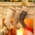 Bas de Noël avec Frange Motif Chien Chaussette Personnalisée avec Nom Cadeau de Noël pour Amoureux des Animaux de Compagnie