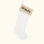 Bas de Noël avec Frange Motif Chien Chaussette Personnalisée avec Nom Cadeau de Noël pour Amoureux des Animaux de Compagnie