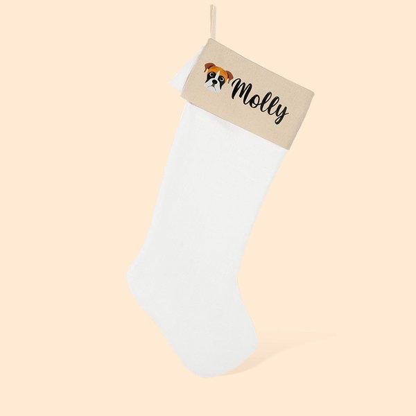 Personalisierte Weihnachtsstrumpf mit Quaste Name und Hund Icon Weihnachtsgeschenk für Tierliebhaber