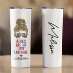 Spersonalizowany kubek ze stali nierdzewnej 20oz Książki są moim językiem miłości dla miłośnika książek Czytelnik Booktrowertyk Dzień Nauczyciela Prezent na Dzień Książki